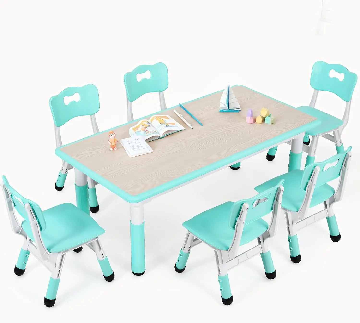 Art Craft Preschool - طاولة أطفال مع 6 كراسي، مكتب