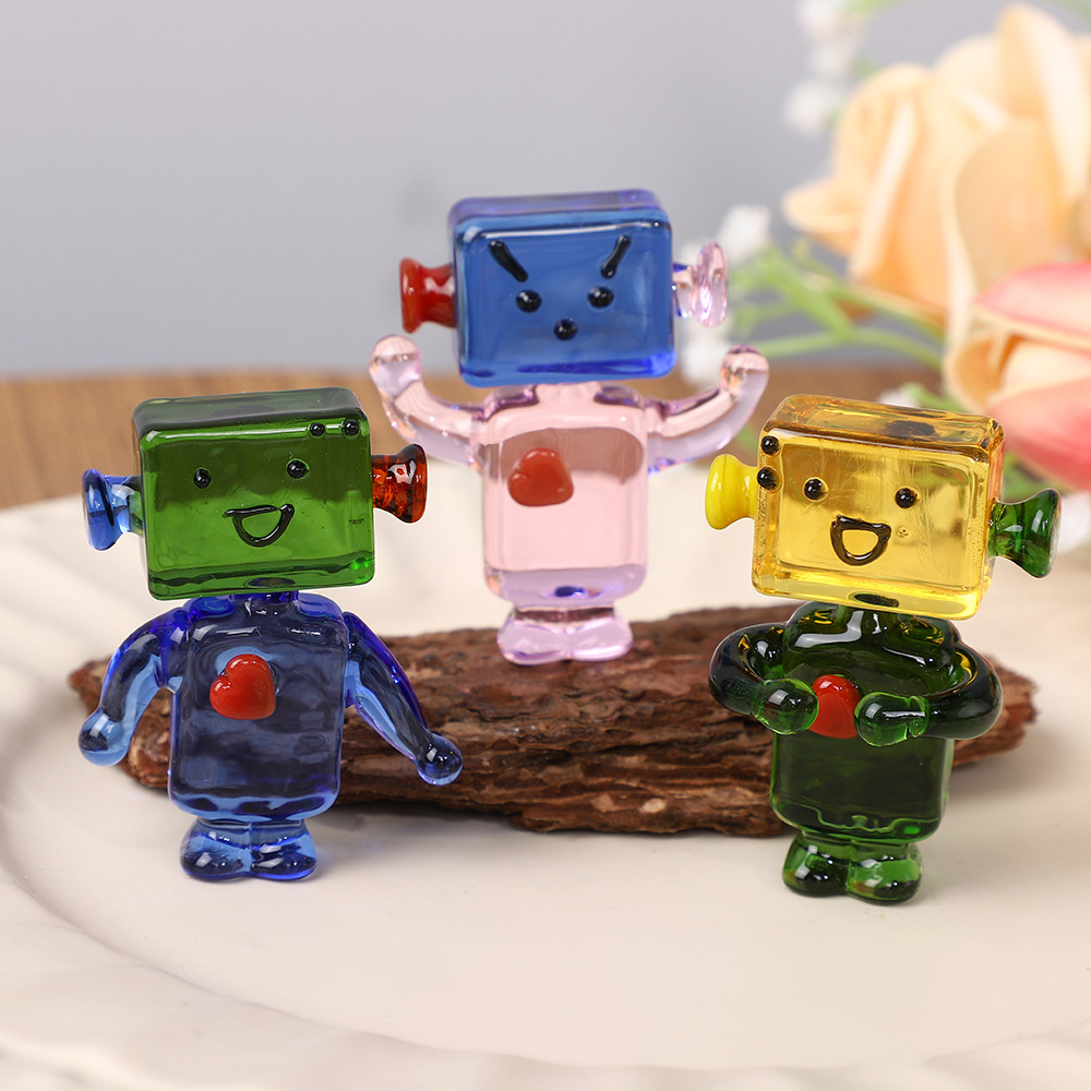 Art Craft Robot - تماثيل روبوت زجاجية فريدة مصنوعة يدويًا،
