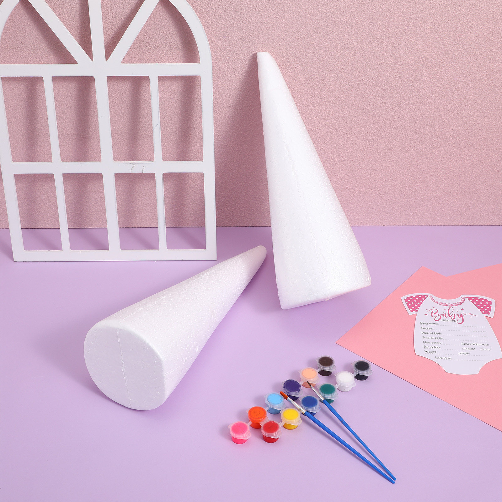 Art Craft Preschool - قطعتان من مخاريط البوليسترين البيضاء للحرف
