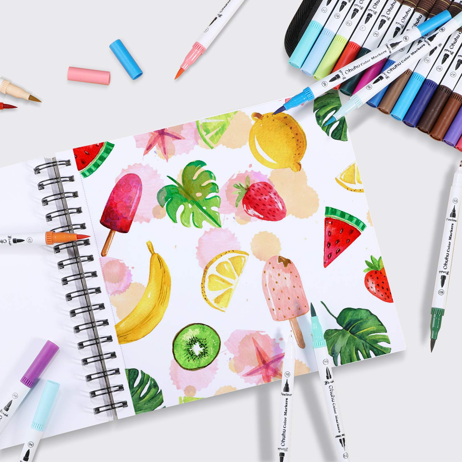 لوحة تحديد حلزونية من Ohuhu لع - مراجعة Watercolor Brush Pen وسعره